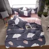 Sängkläder sätter enkla fyrdelar set lakan täcke täcke kudde dubbel 1,2/1,5 m student tredelar s