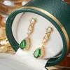 Dangle Earrings Vintage Green Pear Shaped Long For Women Elegant Zirconia Water Drop Earring Wedding Party Temperament Jewelry Gifts