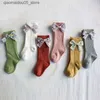 Kids Socks 0-5-year-old toddler girl socks flower bow knee high soft cotton baby socks undressed childrens socks princess style Q240413