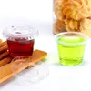 Wegwerpbekers rietjes 1 oz 100 sets plastic jello s met deksels souffle portie/saus saladedressing fitress 30 ml