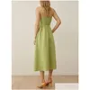 Basic Casual Dresses Womens Sling Robes Solid Color Strapless Backless Zipper High Waist Summer Y Sleeveless Midi Dress Drop Delivery Dhgcq