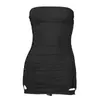Casual Dresses Stylish Color Block Strapless Mini Dress With Big Bow Back Detail - Off Shoulder Bandeau Corset Bodycon Short For Women