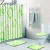 Bath Mats Plant Pattern Toilet Rugs Shower Curtain Non Slip Mat Set U-Shaped Floor Bathroom Carpet