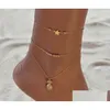 Anklets Mtilayer Männer Frauen Schmuck Ananas Perlen Sterne Anhänger Knöchel Armband