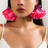Boucles d'oreilles en peluche salicon exagéré grande satin fleur colorée goutte de fleur de femme bohème arc ruban grand tendance bijoux vintage