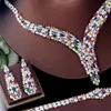 Necklace Earrings Set ThreeGraces 4pcs Shiny Multicolor Cubic Zirconia Luxury Bridal Wedding Prom Jewelry For Women T1016