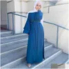 Vêtements ethniques Ramadan Eid Satin Hijab Robe Dubaï Abaya Turquie Summer Flare Mode musulmane Robes maxi pour femmes Islam Kaft Dhdiv