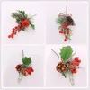 Dekorativa blommor 4st konstgjorda växter jul 2024 dekoration röda bär grenar falska äpple heminredning Kerstdecoraties Flower Crafts