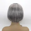 Claignaux brésiliens en gros Vierge Human Human T Part Lace Lace Front Perins 13x1x4 Swiss Lace Short Grey Bob Wig Wig Silky Ringor