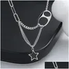 Kedjor Lefei Jewelry Real S925 Sier Fashion Trendy Luxury Retro Tassel Chain Black Star Necklace For Women Party Charms Drop Delivery Dhmji