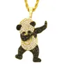Hip Hop Dancing Funny Animal Panda Iced Out Pendant met Gold Chain Rock -kettingen voor herenjuwelen Gift9803660