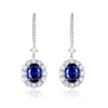 Kolczyki Dangle 925 Srebrne złoto z wysokim węglowym diamentem Royal Blue/JJ Classic Diana Series 3 Carat Blue Treasure