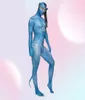 Kvinnor ny blå avatar par sexig jumpsuit stretch prom fest lyxig scen outfit nattklubb visa kostym som utför halloween18931183