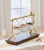 Derees borden Gold Oak Branch Snack Bowl Standhars kerstrek met verwijderbare mandorganisator Party Decorations1191493