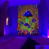 Objetos decorativos Figuras Escent Tapestry UV Psicodélico Muro de hongo Hippie Room Aesthetics 230727 Drop entrega de ga de ga Dhlbf