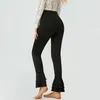 Pantalon féminin Lounge Couleur solide Ruffles à taille haute taille mince pantalon de pyjama décontracté et pantalon