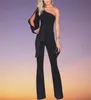 Party Sexy Rompers Womens Jumpsuit Long Sleeve Split One Shoulder Overalls Elegant Evening Wear Black Formal Jumpsuits Sashes7383672