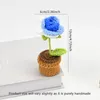 Dekorativa blommor 1stygtygprydnader Hand-Crocheted Rose Flower Bonsai Perfect Home and Office Desktop Decor Unikt Ideal Valentine's