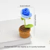 Decorative Flowers 1pcs Fabric Ornaments Hand-Crocheted Rose Flower Bonsai Perfect Home And Office Desktop Decor Unique Ideal Valentine's