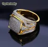 Anello di rame vintage Shiny Micro Cubic Zirconia Rings oro reale Accessori per dita punk per uomini Giochi di gioielli rapper Hip Hop 2387262