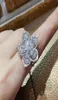 Wedding Rings Bloemvorm Big Cz Zirkon bling Luxe zilver voor vrouwen Bruidale verlovingsband Promise Stone Female Jewelry33039099