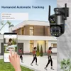 IP -kameror LS Vision 8K WiFi Camera Outdoor 20X Zoom Four Lens Dual Screen Security Cam PTZ CCTV Monitor Auto Tracking Surveillance Camera 24413