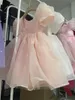 Flicka klänningar flickor bröllop puff hylsa prinsessan kostym 2024 mode rosa elegant bollklänning 3-8 år barn vestido för födelsedagsfest