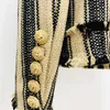 Women's Wool Blends Autumn/Winter Star Sequin Stripe grov tweed Löst skägg kant rund nackjacka