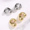 Stud Earrings HUANQI Asymmetrical Double Water Drop For Women Girls Front Back Glossy Hollow Metal Fashion Chic Jewelry 2024