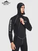 Costumi da bagno femminile 3mm wetsuit neoprene uomini con cappuccio caldo a maniche lunghe a maniche lunghe a prova fredda a prova solare surf per la protezione solare che nuota snorkeling