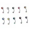 Bouton de cloche de nombril anneaux en acier inoxydable en acier inoxydable Crystal Rinestone Baraux de piercing