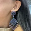 Boucles d'oreilles en peluche de luxe Bilincolor Long Purple Cubic Zirconia Tassle Oreille pour les femmes