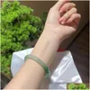 Bangle Jingle Fine Green Jade Bracelets Akcesoria biżuterii Kobiety naturalny M Jadeite cienki okrągły jades kamienne bransoletki 230710 Drop dostarczenie dhhte