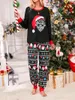 Abbigliamento per il sonno femminile Donne Set di pigiama Christmas 2 pezzi da cognome a maniche lunghe e pantaloni da notte