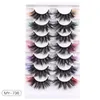 Faux cils couleurs réutilisables à la main naturellement douce vive mtilayer épais 3d faux cils fl en lash extensions maquillage accessoire dhv03