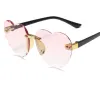 Heart Shaped Rimless Sunglasses Girls Kids Frameless Glasses Tinted Lolita Eyewear Gradient Colors of Lense UV Protect ZZ