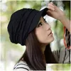 Hats Newsboy Sboy Korean Solid Hat Women Autumn Winter Knited Pleated Cap Warm Outdoors Visor Skl Brown Cotton Casual Female Drop Deli Dhxhc