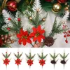 Dekorativa blommor konstgjorda röda bär grenar falska tall nålblomma arrangemang julgran prydnad hem diy dekoration