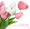 Decoratieve bloemen 20 pc's pu real touch nep tulpen kunstmatige tulpbloemarrangement boeket