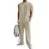 Мужские спортивные костюмы 2pcs/set Men Summer Casual Outfit O-образной рукавок без рукавов.