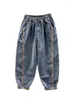 Jeans elastico jeans elastico colore solido a gamba dritta gamba in denim pantaloni harem a lunghezza della caviglia 2024 autunno moda 29l3021