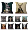 Coussin / oreiller décoratif Affiches d'art nordique style couverture de coussin décorative zèbre girafe éléphant de mode animal portant un canapé de chapeau thr4862084