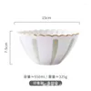 Dinnerware Sets Nordic Style Creative Ceramic Lace Salad Bowl With Hand Painted Underglaze Color 6-inch Large Dessert Fruit