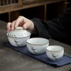 Teaware Sets Hoogd Ceramics Travel Tea Set Gaiwan Portable Quick Cup One Pot en Two Cups Outdoor Teapot Drinkware