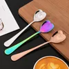 Coffee Scoops 6Pcs Gold Stainless Steel Spoon Heart Shape Silver Scoop Party Kitchen Accessories Tableware Decoration