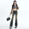 2024 Spring Spicy Girl Design Sense Slim Fit Flare Jeans Dames