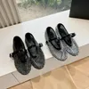 Dames Leather 2024 mouton Lady talons plats sandales chaussures ballet rond