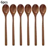 Spoons 1/2PCS Wooden 6 Pieces Wood Soup For Eating Mixing Stirring Cooking Long Handle Spoon With Japanese Style