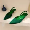 Dress Shoes 2024 Fashion Pointed Toe Women Suede Blue Red Pumps Elegant Party Prom Low Heels Shallow Slingbacks Sandals Mule