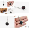 Pendant Necklaces 14Mm Lava-Rock Bead Necklace Aromatherapy Essential Oil Diffuser Black Lava Jewelry For Women Best Gift Drop Deliver Dhv1B